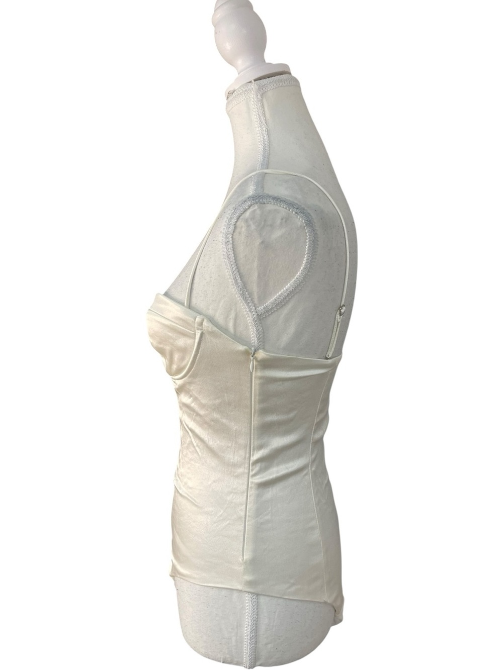Zara Satin Effect Bustier Bodysuit White Ivory - Picture 4 of 16